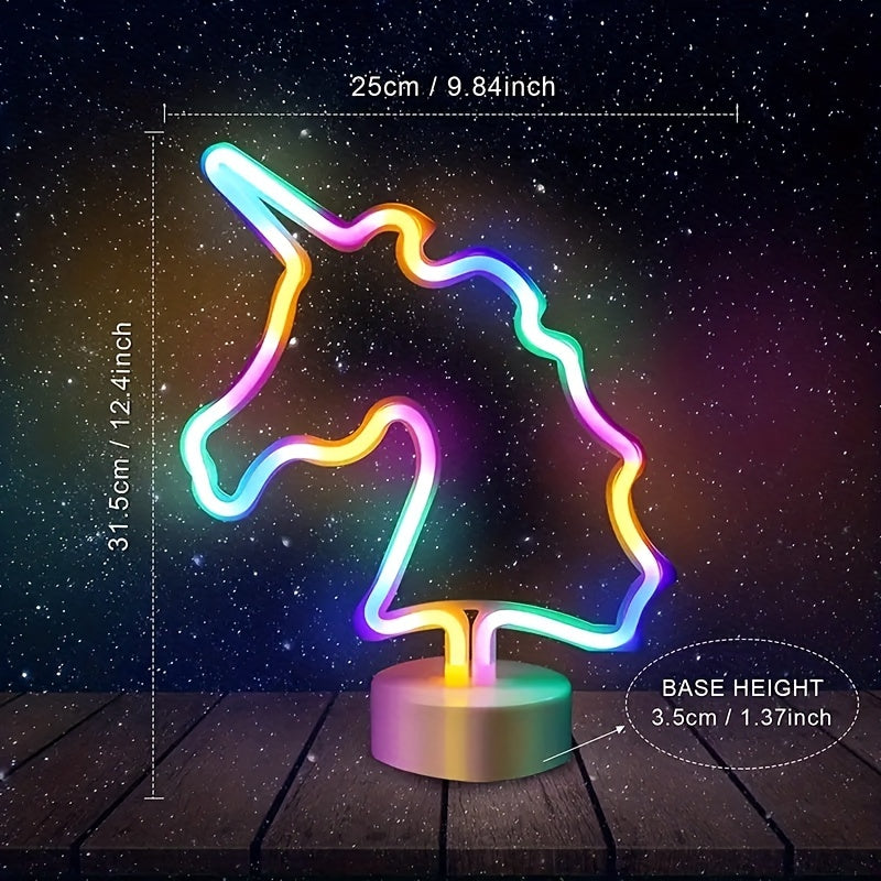UnicornGlow - Neon Enhörning USB Skrivbordslampa för Fest &amp; Dekoration