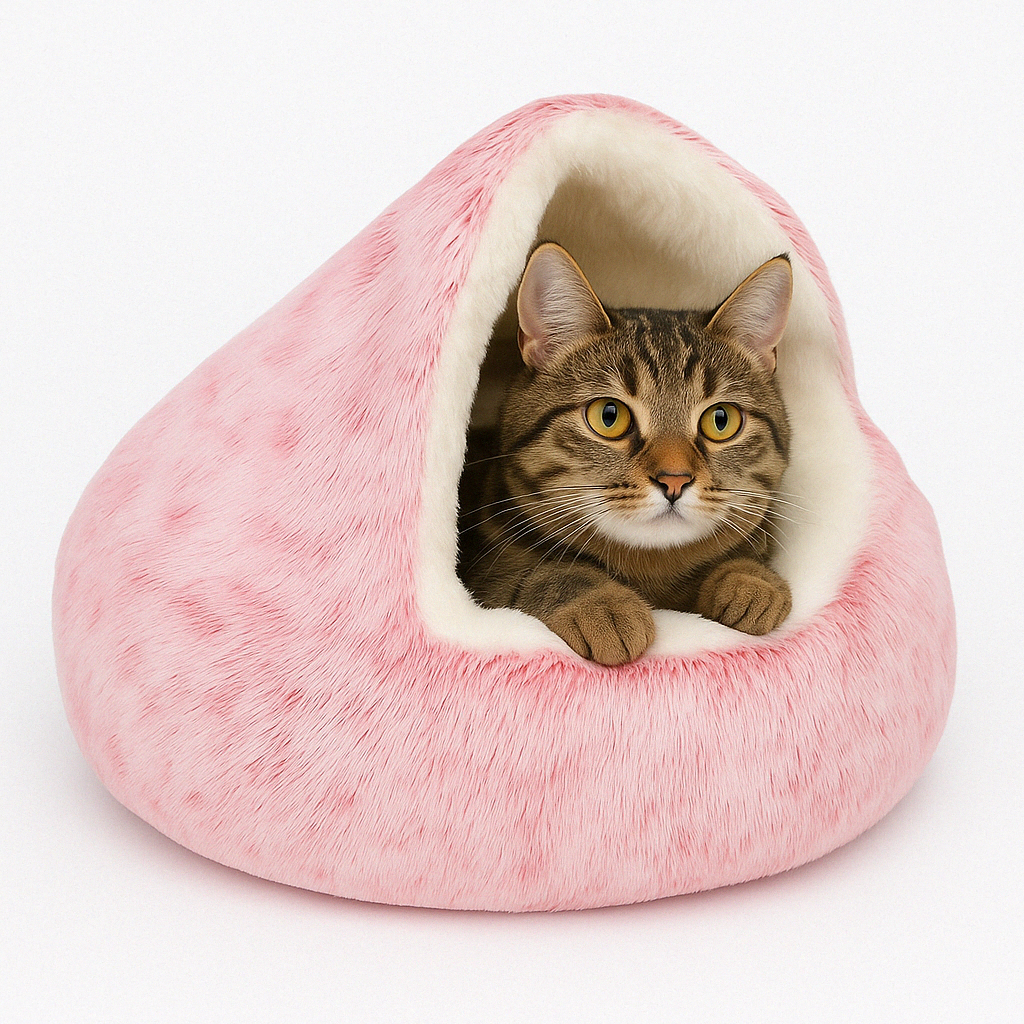 Kattbädd Plush Cave för ångestreducering