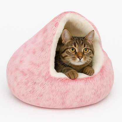 Kattbädd Plush Cave för ångestreducering