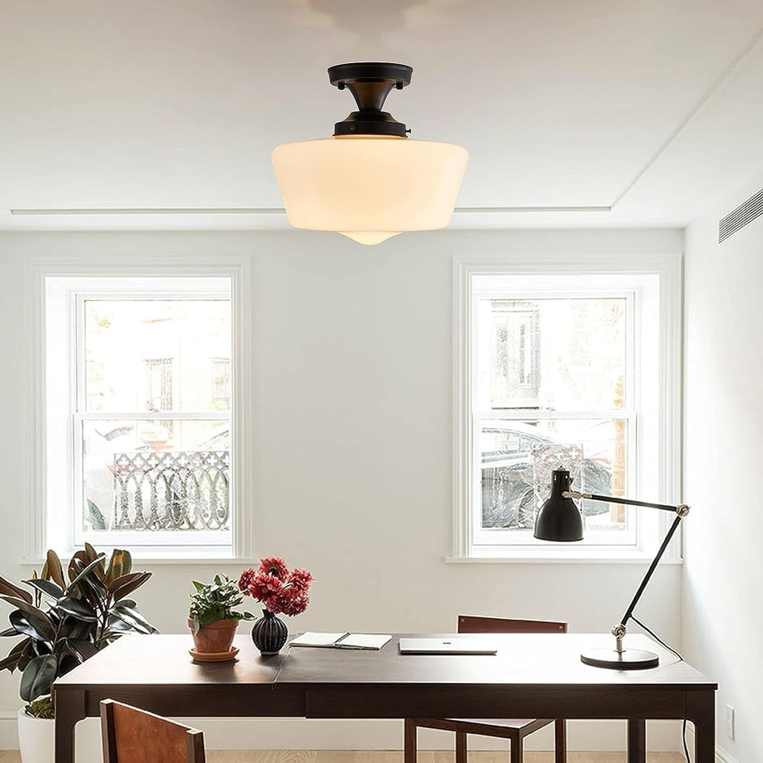 Bauhaus Crème Messing Taklampa för Hallen