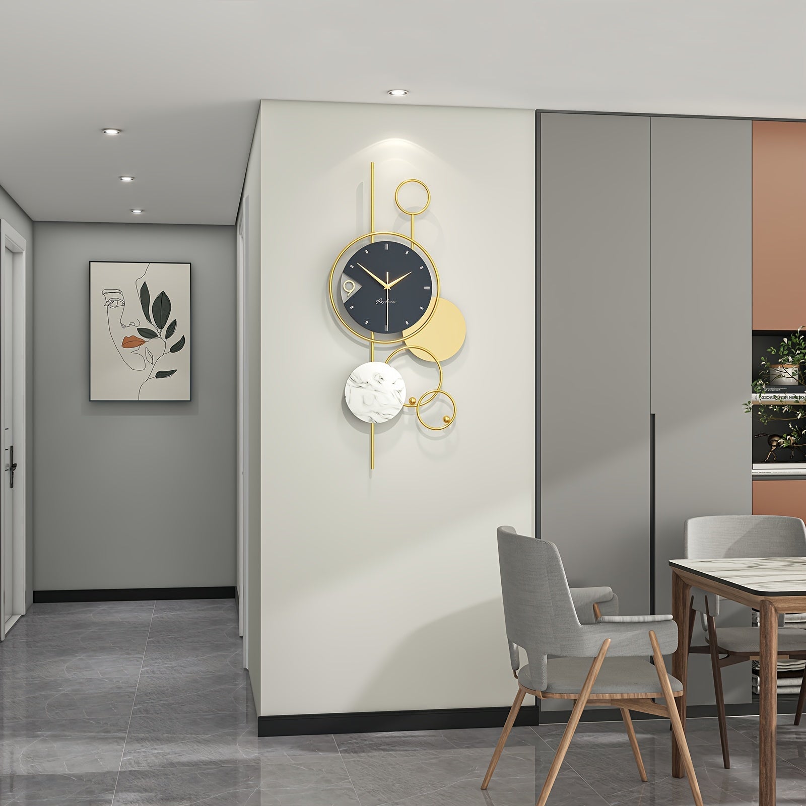 Moderna Guld Metall Väggklocka - Tyst Ickeslagande Klocka, Unik Design för Vardagsrum och Kontor