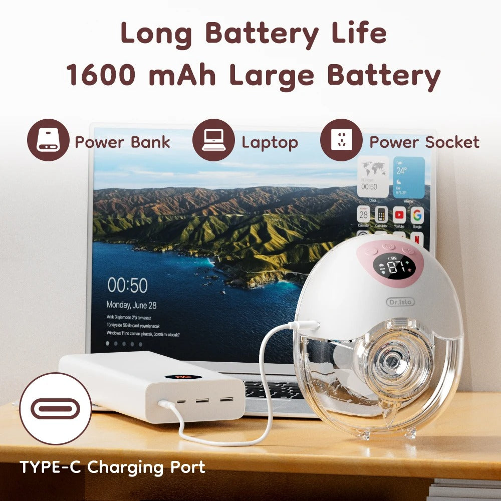 Bärbar elektrisk bröstpump med 4 lägen