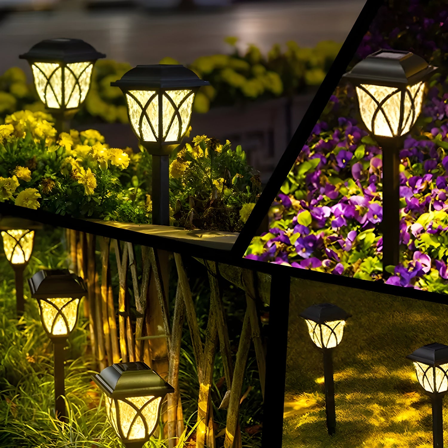 HexaGlow Ljus – 4-pack Retro Fyrkantiga Trädgårdssolarlampor