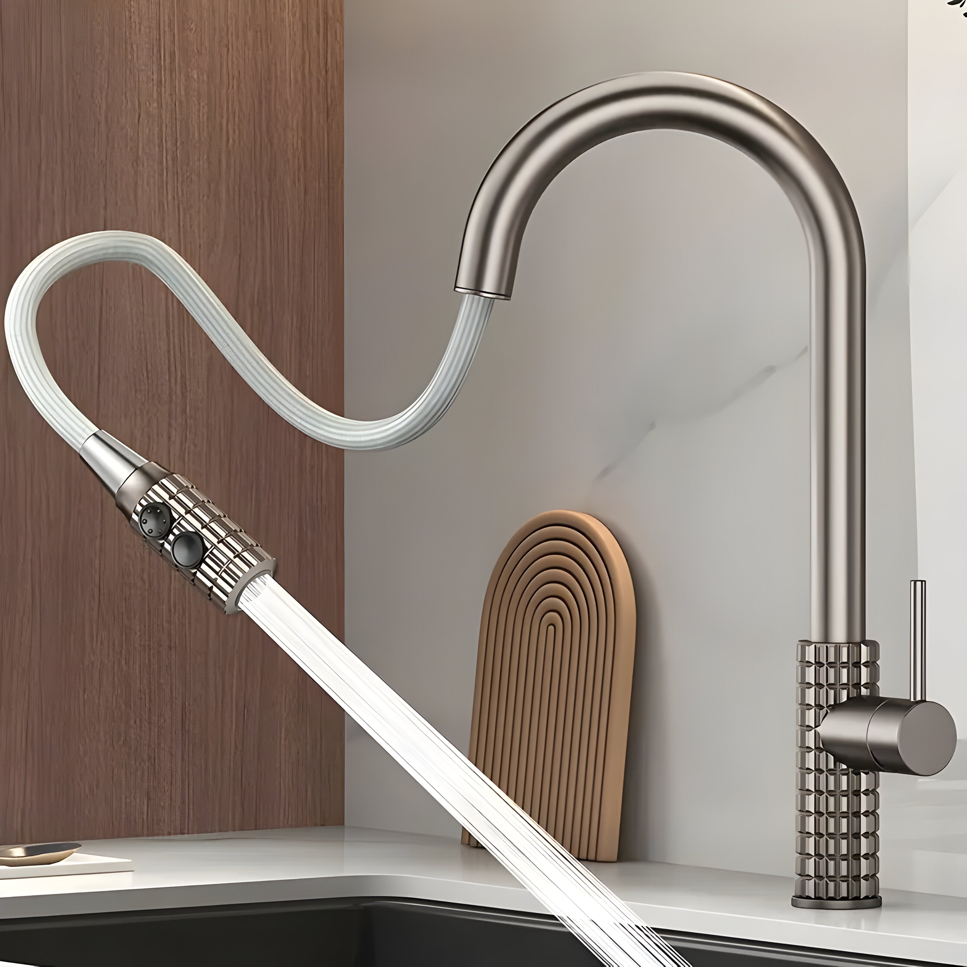 QuintaFlow - Hög båge metall kökskran