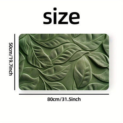 Diatomejord Badmatta med Grönt Bladmönster – Absorberande och Snabbtorkande