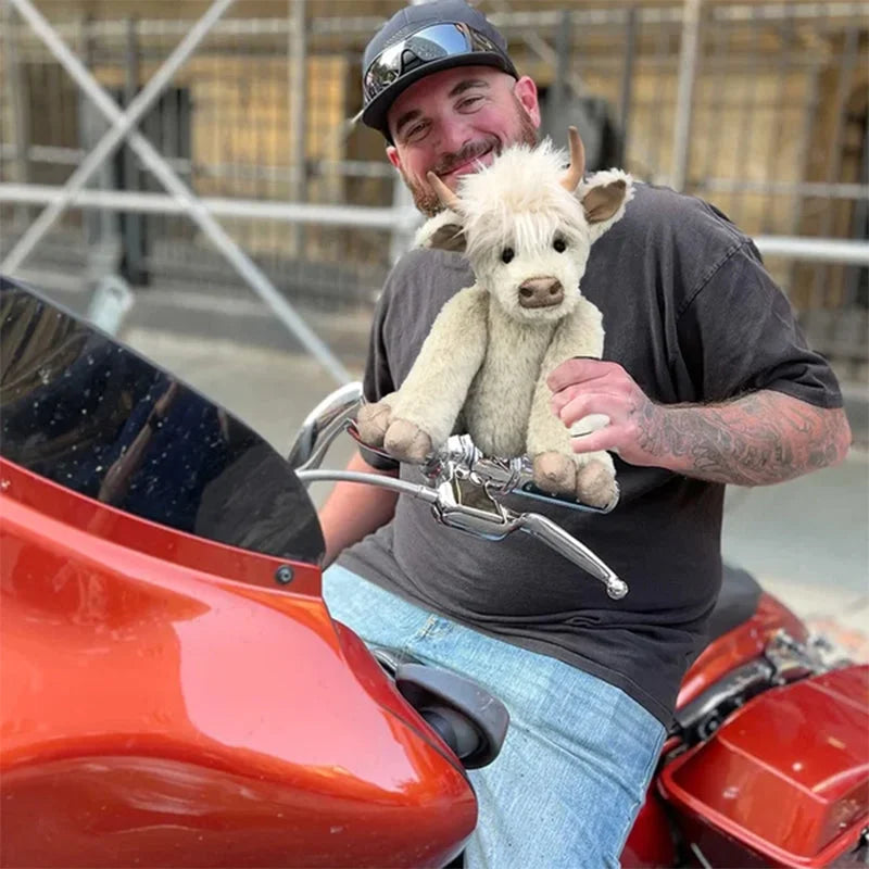 Highland Cow Ornament med Blomkrans