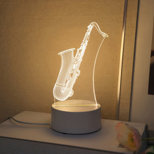 SaxGlow - 3D Saxofon LED Nattljus, USB-Driven Bords- och Lampa