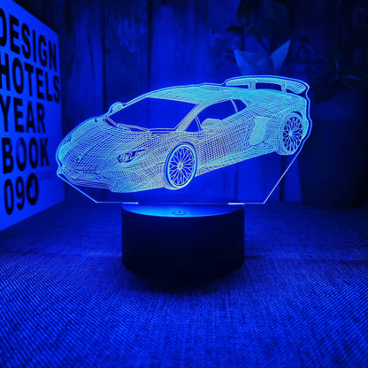 AutoLamp - 3D Sportbil Nattlampan med Touch Control och USB