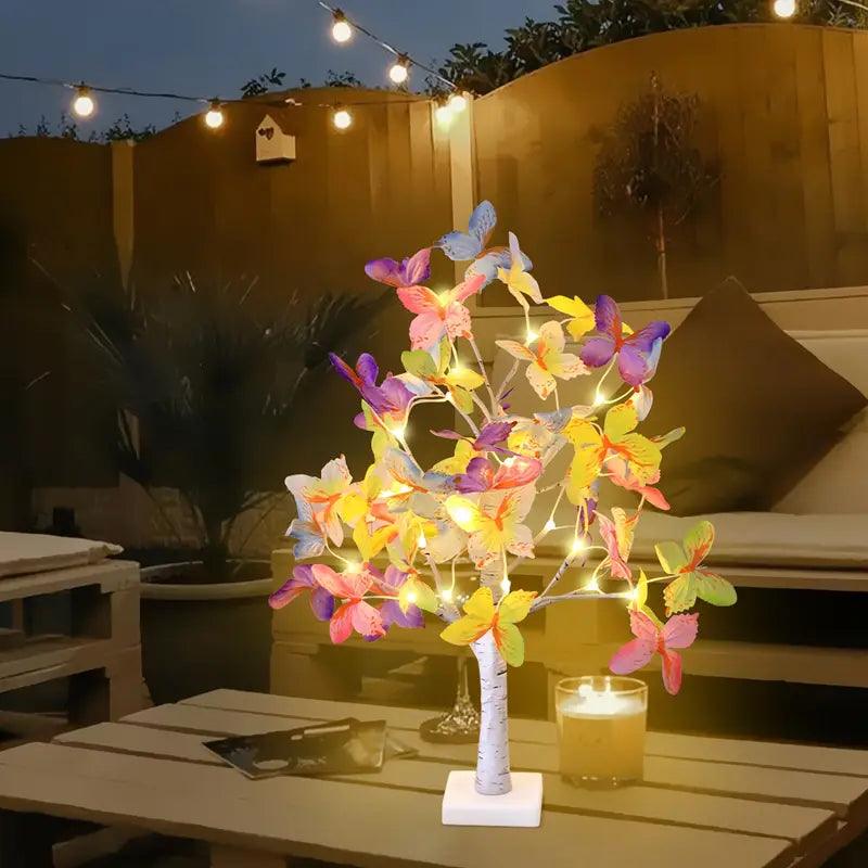 Carvallo Butterfly Light | 24 LED fjärilsbordslampa | USB- & batteridriven | För hem- & festdekoration