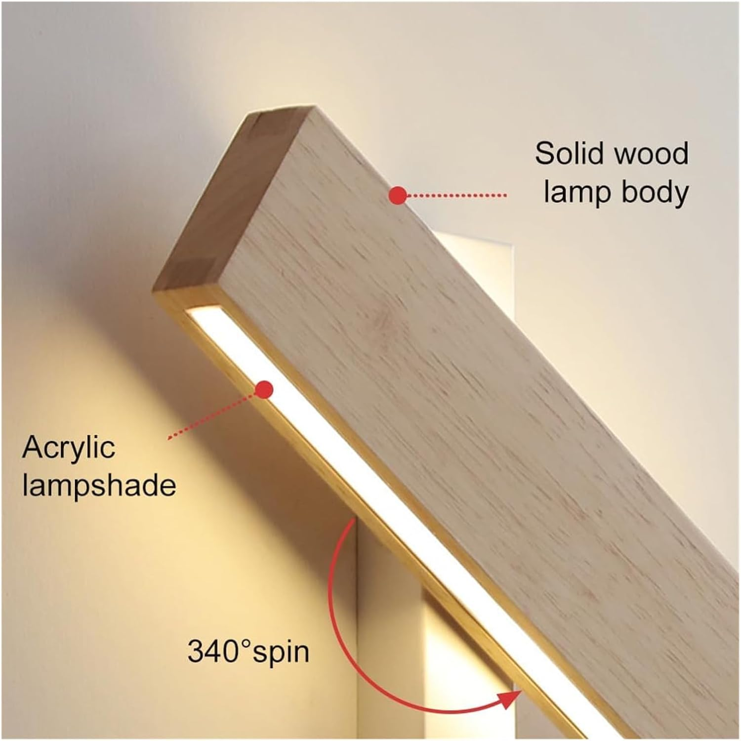 Vägglampa med roterbar trä-LED-design