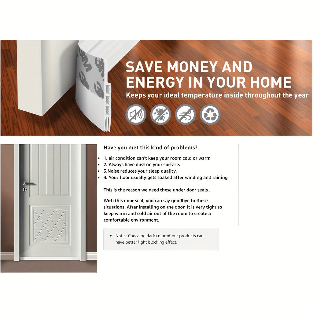 Draft Stopper för Dörr - Silikon Dörrsvep med Stark Adhesiv och Ljudisolering