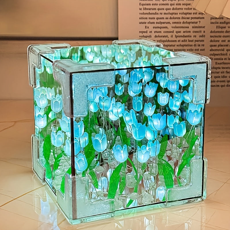 TulipGlow - Handgjord Tulpan LED Nattlampa och Spegel