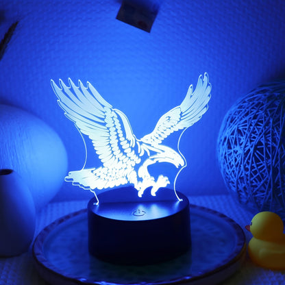EagleLight - 3D LED Nattlampa med Touchkontroll, 7 Färger USB Bordslampa