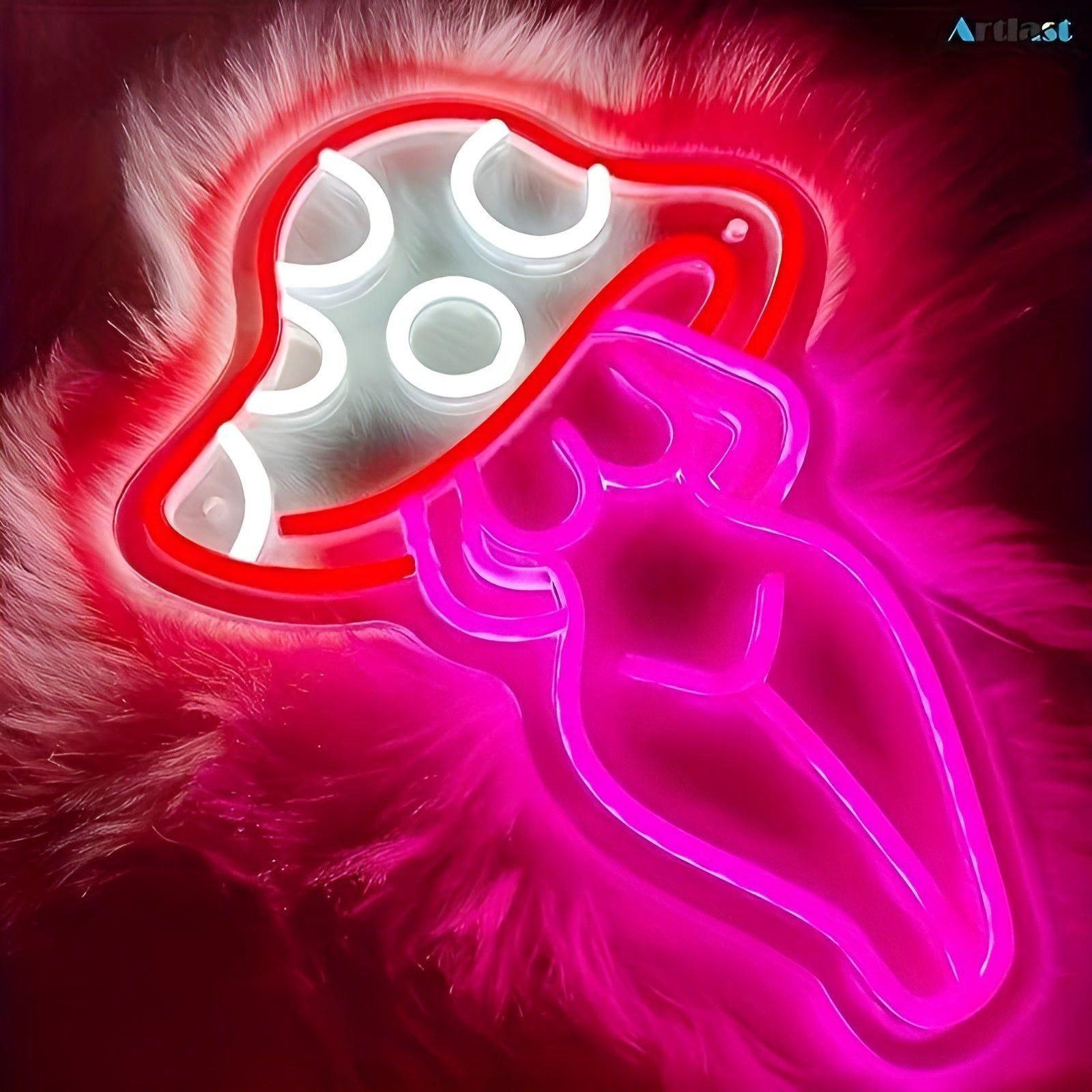 NeonMushroom Ljus - Multifärgad USB-driven LED svamp neonskylt