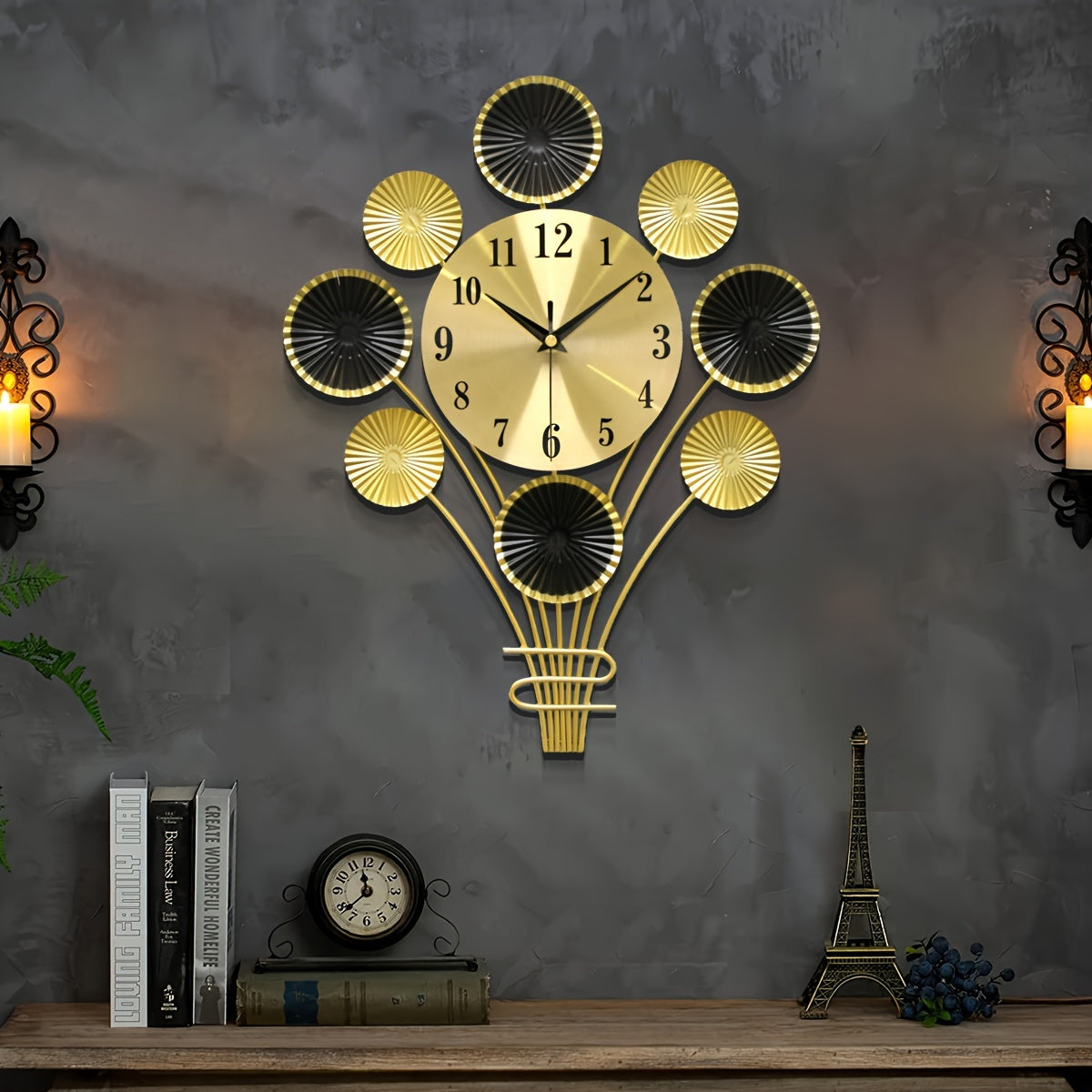 Modern Metallisk Tyst Väggklocka - Ballongformad, Dekorativ för Vardagsrum och Sovrum