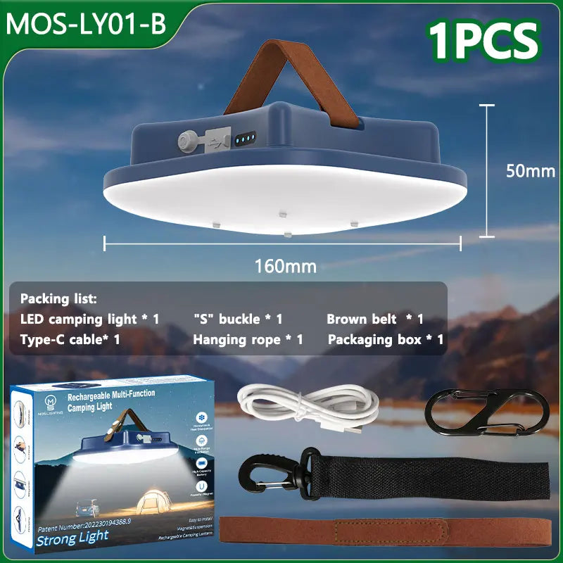 80W LED Solarbatteriladdad campinglampa med magnet och zoomfunktion