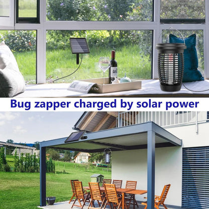 Solar Bug Zapper 2-i-1 Myggkiller Lampa – 4500V Inomhus &amp; Utomhus Fluga Fälla