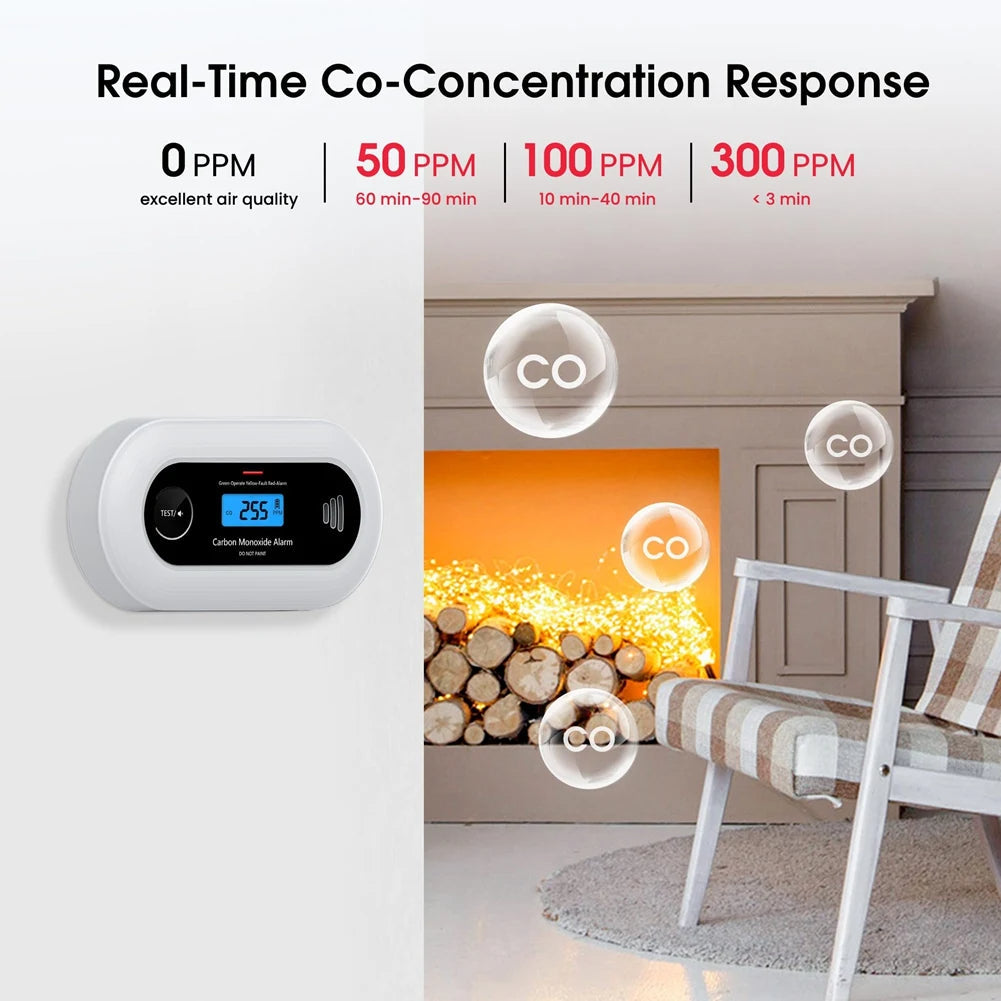 Koldioxiddetektor – 10-års batteri CO-alarm med LCD