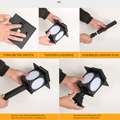 Solar LED Trädgårdslampa – Stor kvadratisk lampa med varmt ljus och dubbel användning