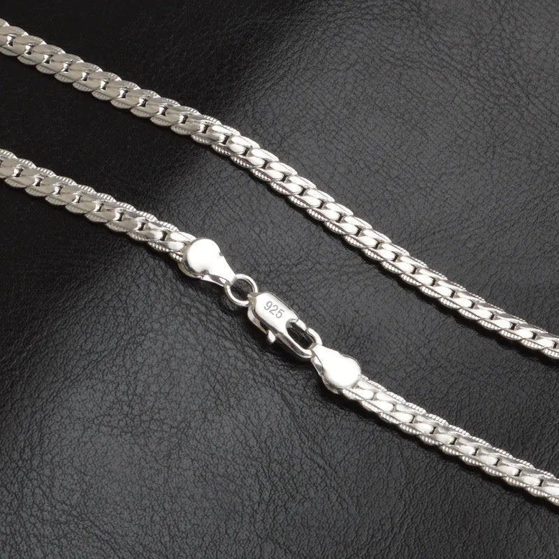 Sterling Silver Platt Kedja Halsband för Kvinnor