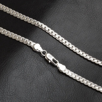 Sterling Silver Platt Kedja Halsband för Kvinnor
