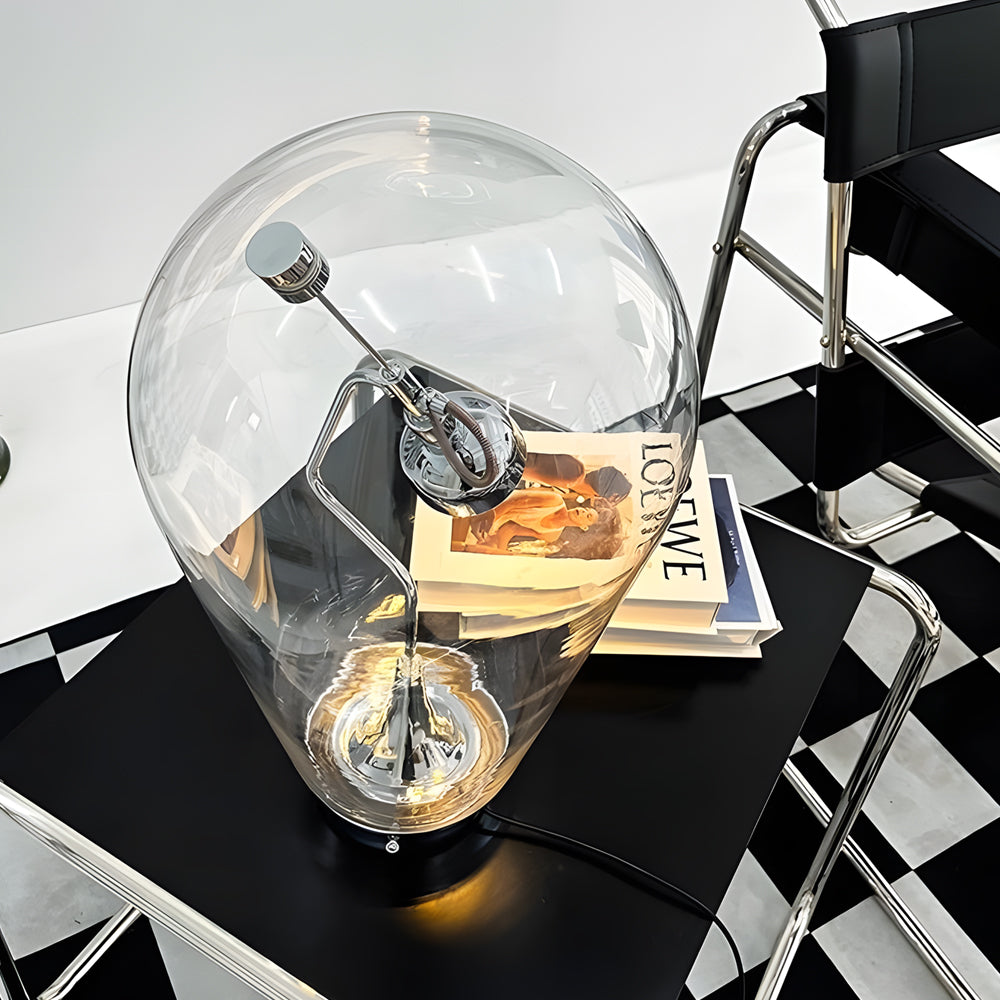 LumiMagnet - Glasklar Industriell Bordslampa med Dimming