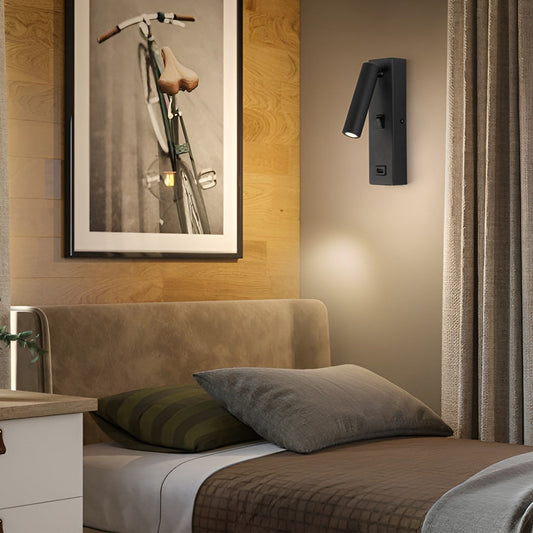LuxiLicht - Modern Justerbar LED Vägglampa med Strömbrytare och USB Laddningsport