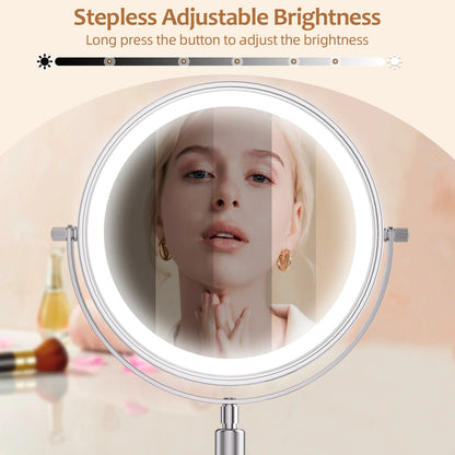 LED Sminkspegel med Ljus &amp; 10X Zoom – Trådlös &amp; Justerbar