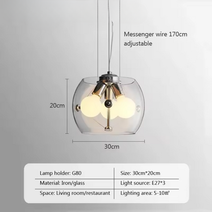 Aurion | Modern glas-LED-hänglampa för kök, vardagsrum och matsal