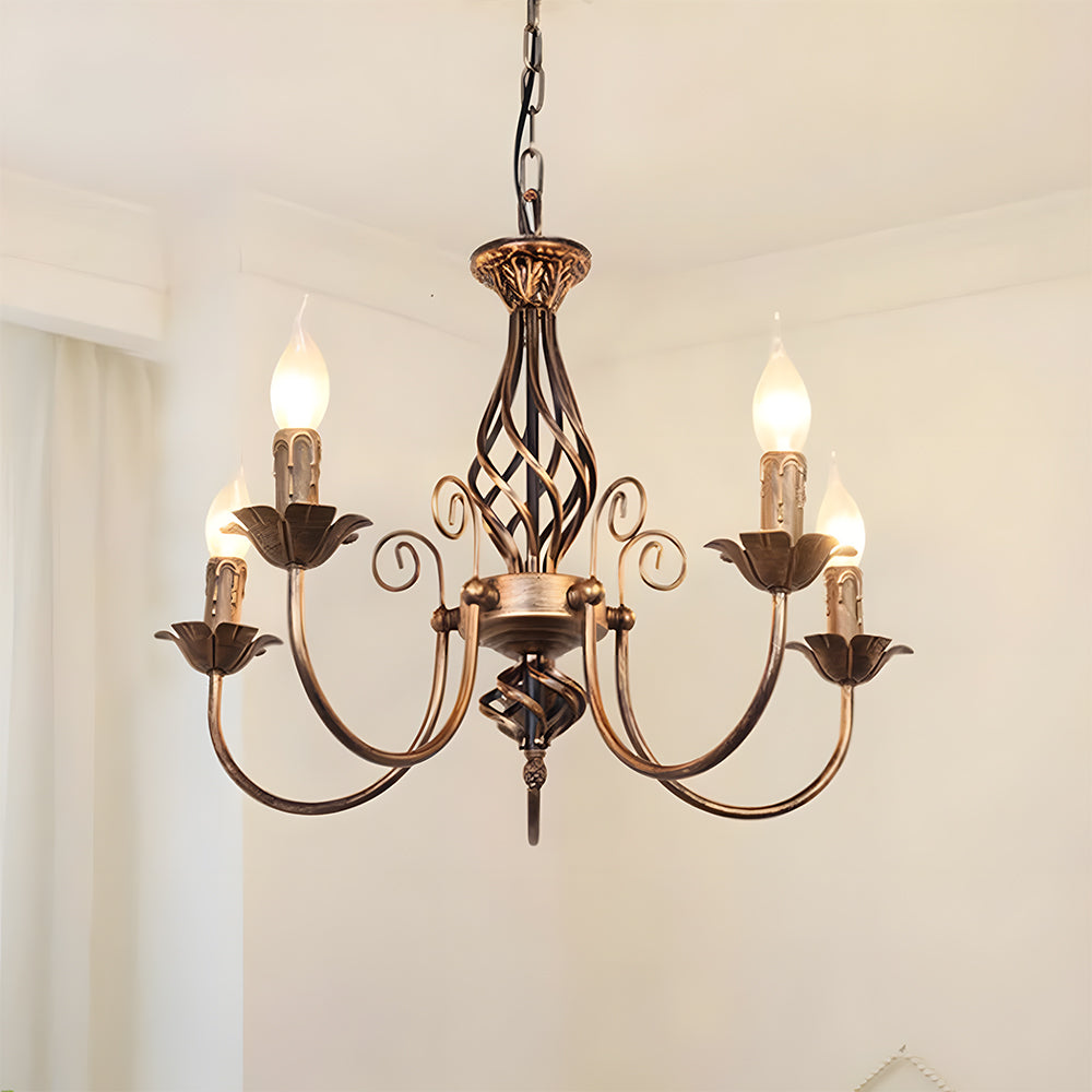 Vintage Bronze Chandlier | 4/6/8 Ljus Matsal Takarmatur i Järn | Brick by Brick