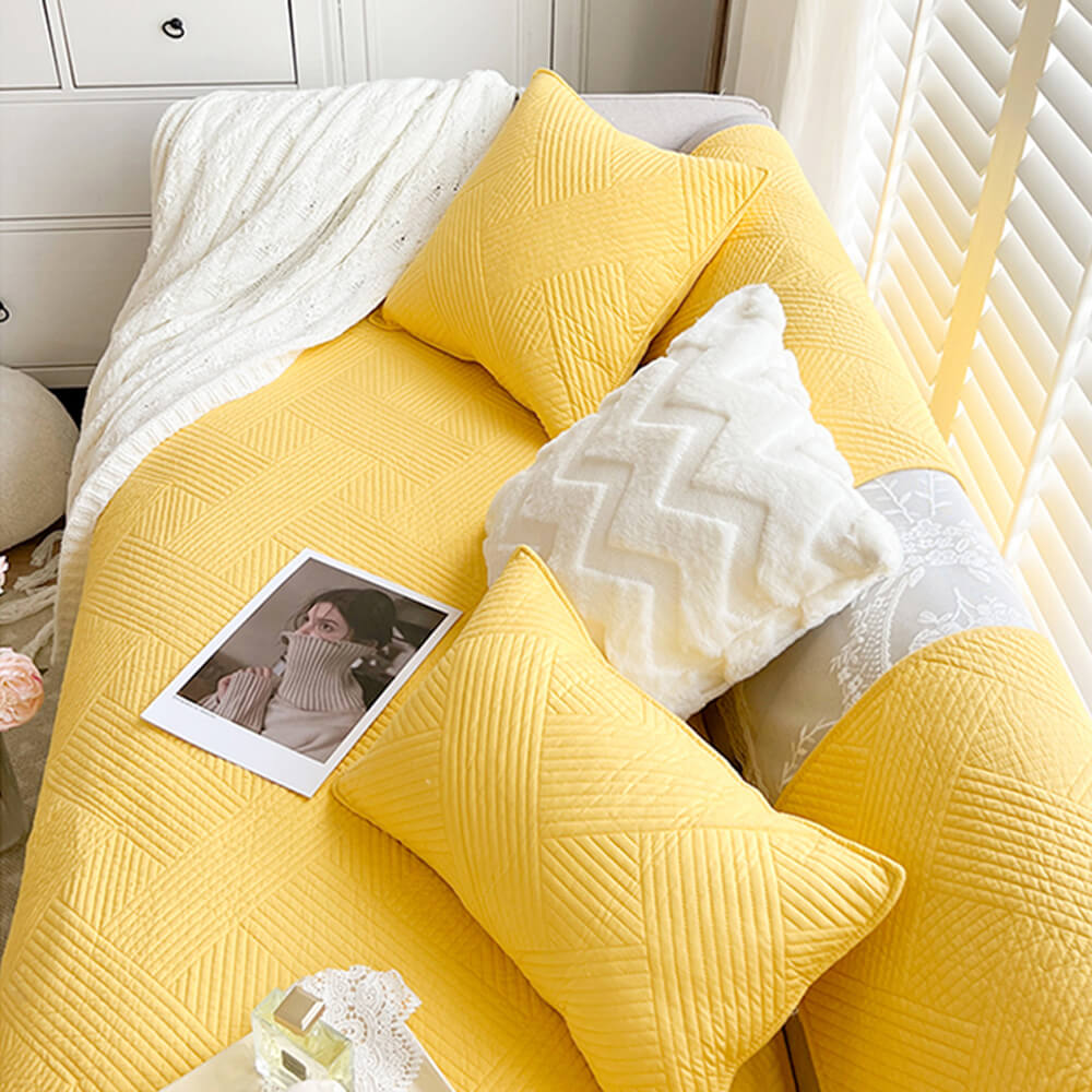 Minimalist All-Season Solid Cotton Geometric Sofföverdrag