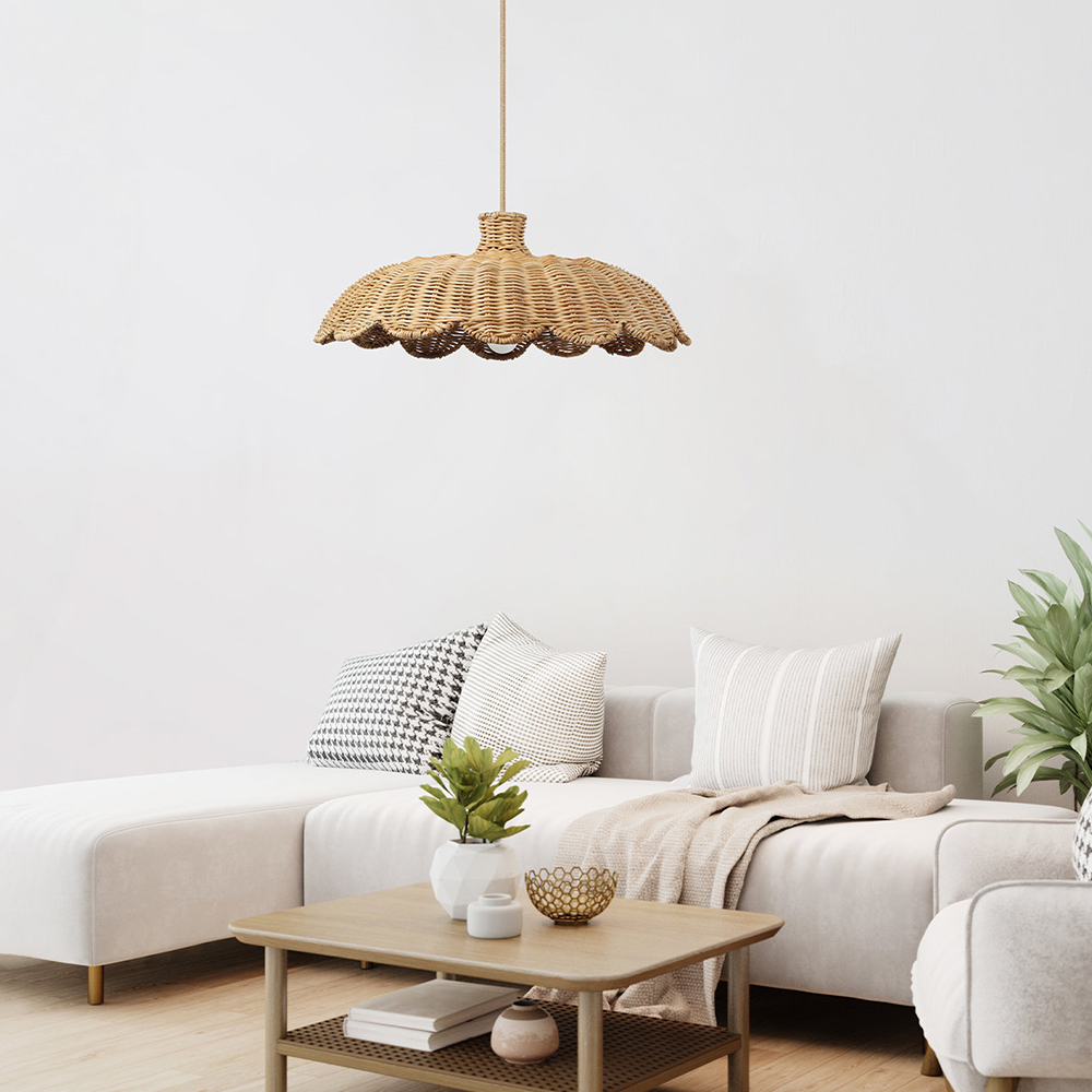 Boho Kreativ Dekor Rattan Vävd Hänglampa