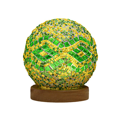 GloedNest - Sferisk LED Dimbar Glas Bohemisk Barock Bordslampa Mosaik Nattljus 3.9