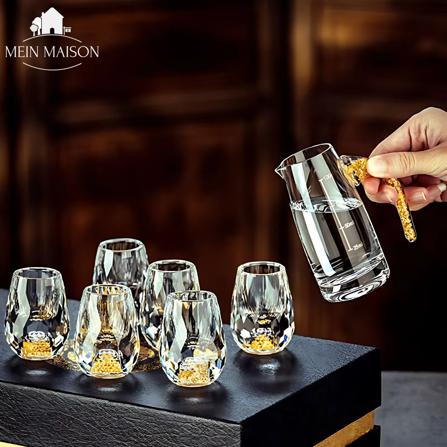 Carvallo-Snapsglas GemChisel | Luksuriös design med paljetter | Stabil & handslipad | 10 ml