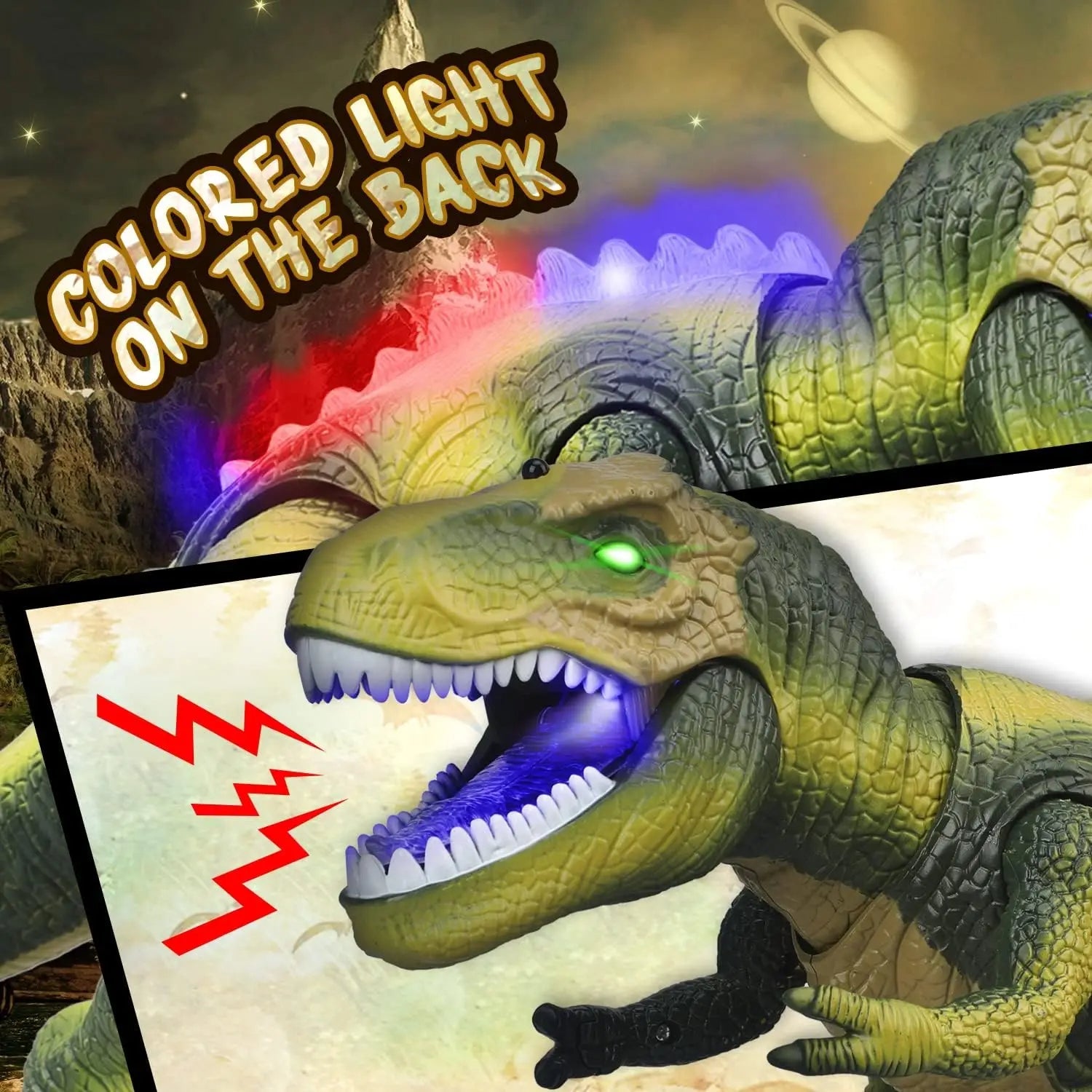 Fjärrkontroll T-Rex Dinosaurie Med LED Ljus, Gående &amp; Vrålande Realistiska Dinosaurie Leksaker