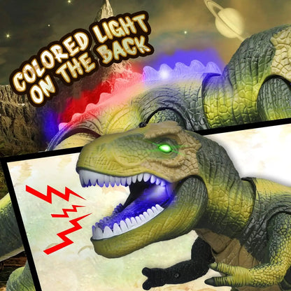 Fjärrkontroll T-Rex Dinosaurie Med LED Ljus, Gående &amp; Vrålande Realistiska Dinosaurie Leksaker