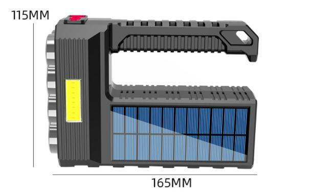 Solenergi LED ficklampa – Vattentät, kraftfull handstrålkastare med litiumbatteri