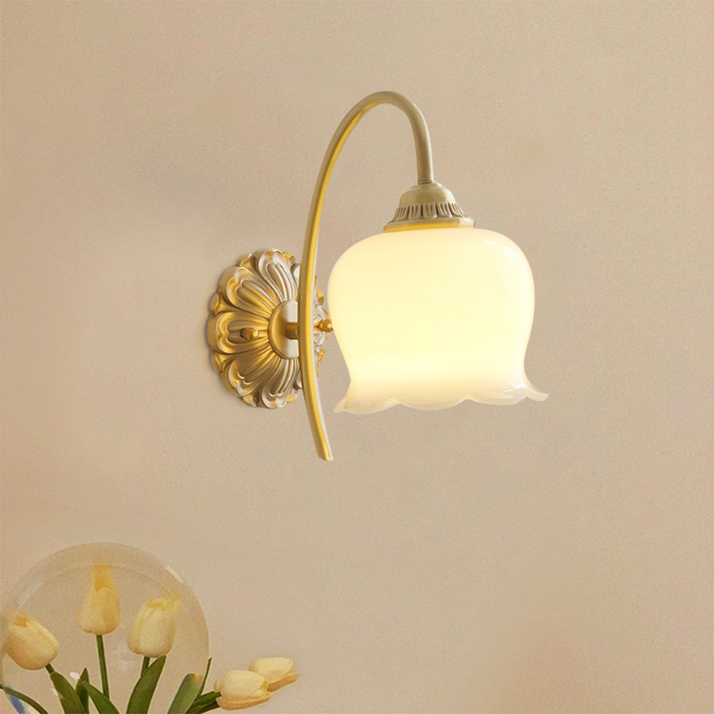 Elegant Koppar Glas Vägglampa