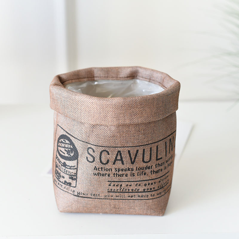 Dekorativ tygväxtkruka med tryck – Mångsidig förvaringskruka för växter och dekoration