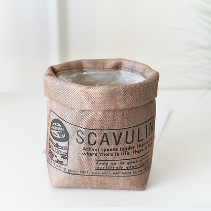 Dekorativ tygväxtkruka med tryck – Mångsidig förvaringskruka för växter och dekoration