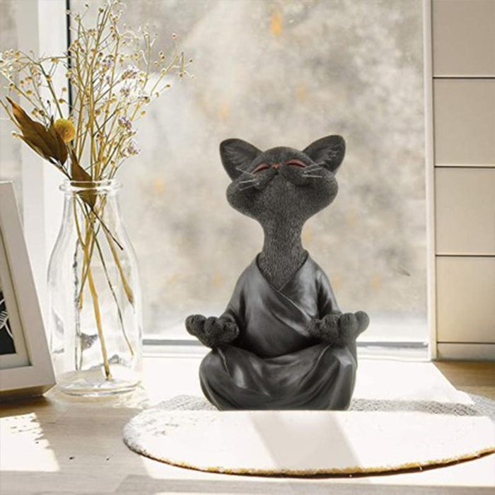 SerenePaws - Handgjord Buddha Katt Staty för inspirerad interiör