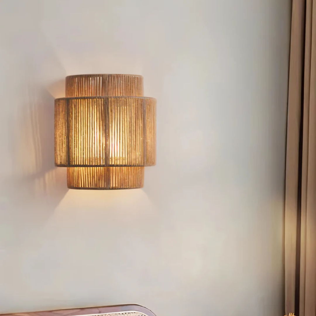 Solra | Boho-inspirerad vägglampa av naturmaterial