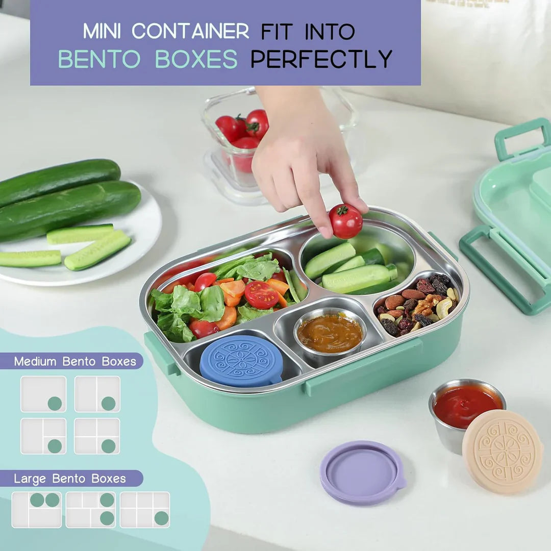 Tätt förslutningsbara rostfria såsskålar (6-pack)