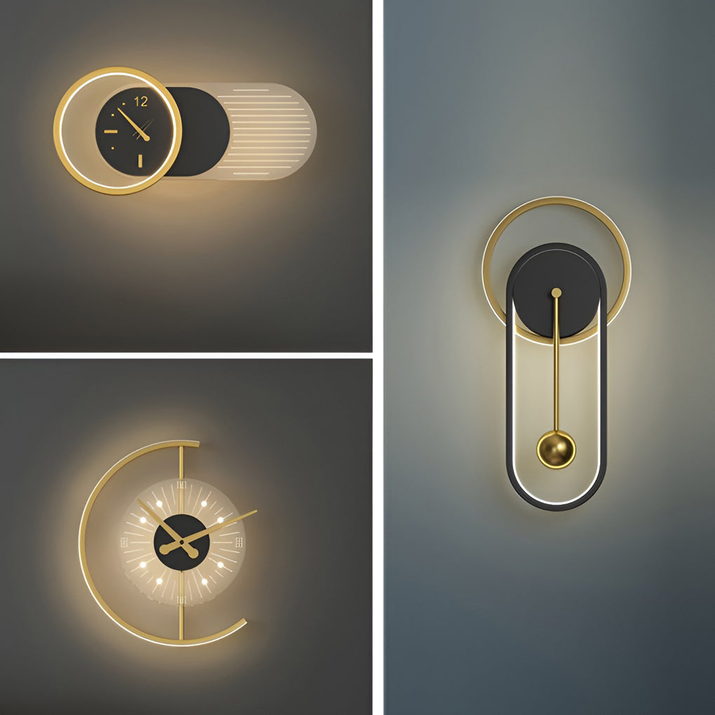 Väggklocka | Led-ljus | Tyst rörelse | Ambient glöd | Kreativ modern design