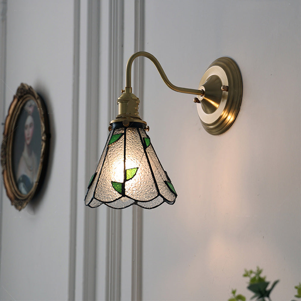 Vägglampa med vintage glas skugga armatur