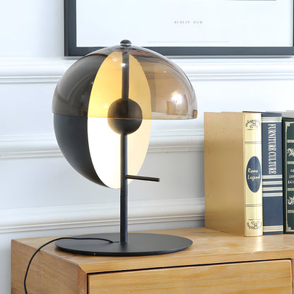 Eclipse - Design Bordslampa med Unik Halv Kula och Rökt Skärm