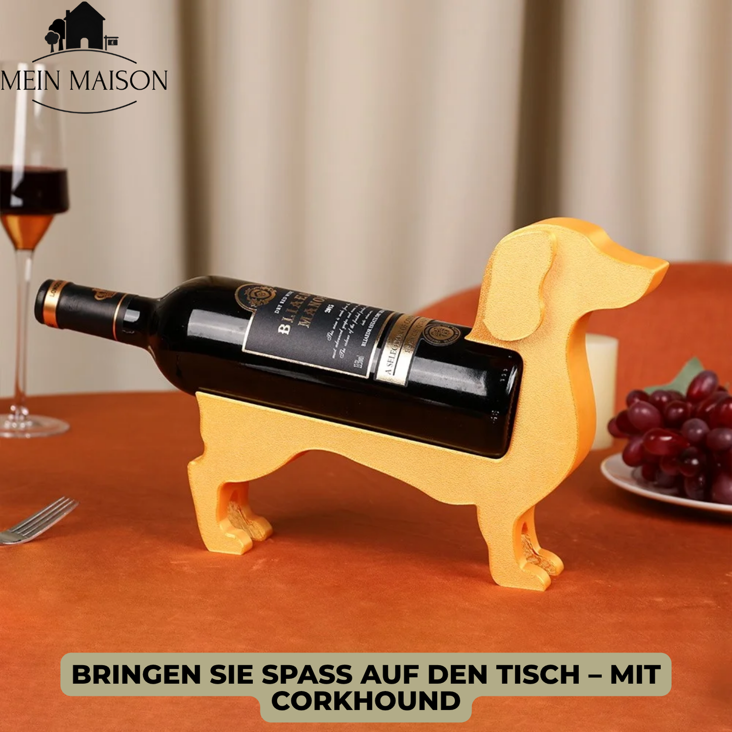 Carvallo Dachshund CorkHound | Originellt design | Stabil & Dekorativ | För 375–500 ml