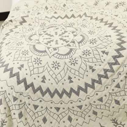Mandala Art Mönster Vändbar Bomullsfilt