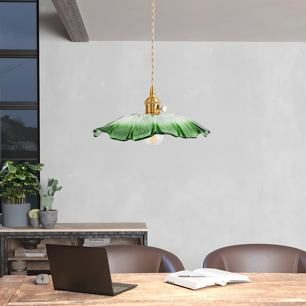 Vintage Floral Glass Pendant Light | Retro Elegance | Warm Glow | Justerbar Hängande | Brick by Brick