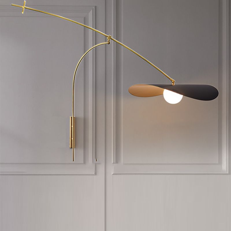 Carins Modern Vägglampa, Båge, Metall/Glas, Svart/Guld, Sovrum